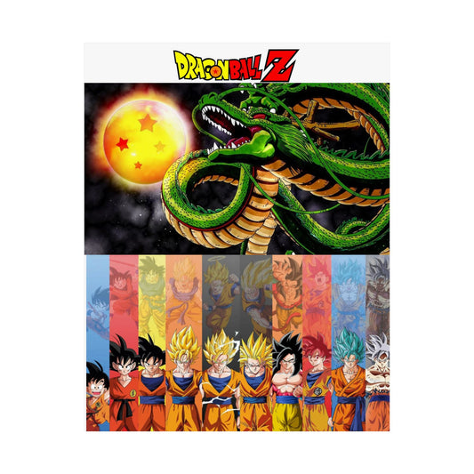 Satin Posters (300gsm) Dragon ball z / super with Shenron and all Goku´s transformations