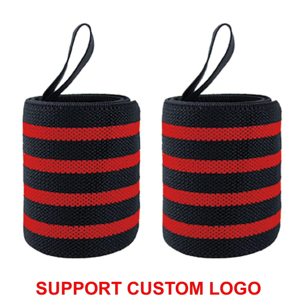 1 Pair Wristband Wrist Support Brace Straps Extra Strength Weight Lifting Wrist Wraps Bandage Fitness Gym Training Custom Logo